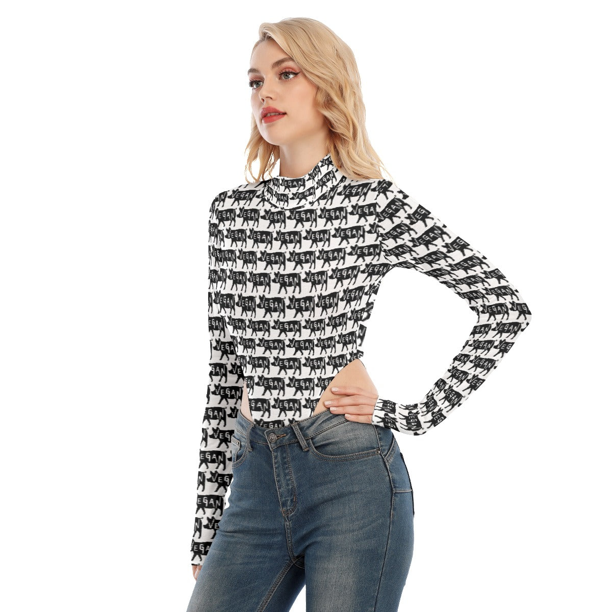 VEGAN Women's Turtleneck Long Sleeve Jumper