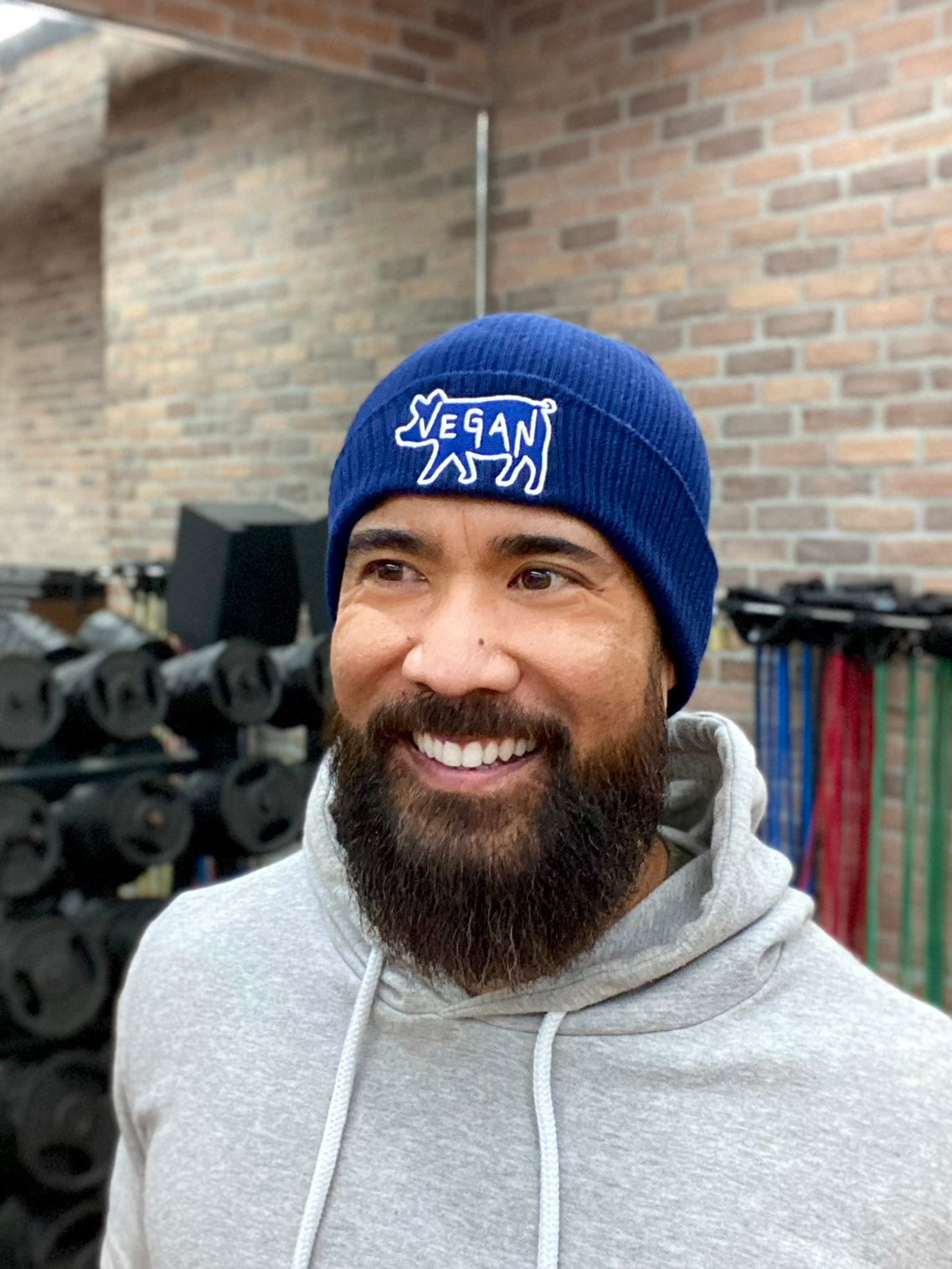 VEGAN Embroidered Organic ribbed beanie