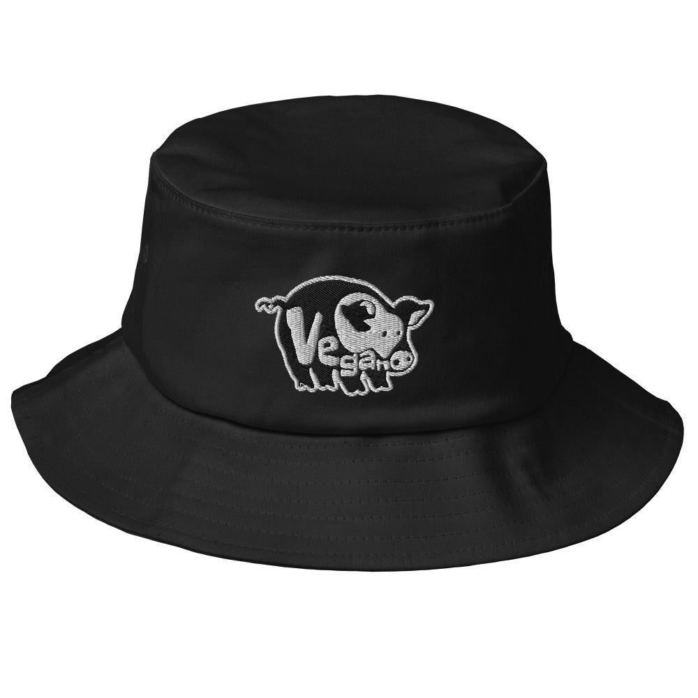 VEGAN Old School Embroidered Bucket Hat