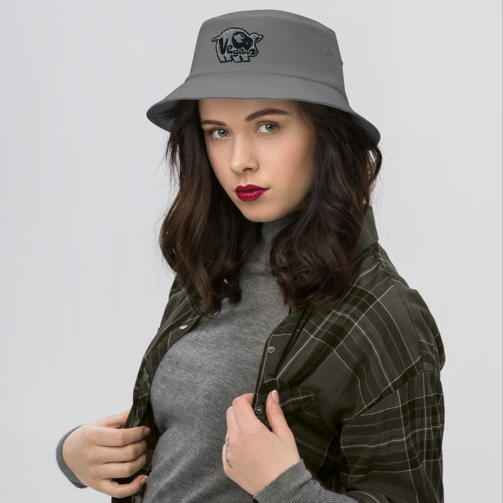 VEGAN Old School Embroidered Bucket Hat