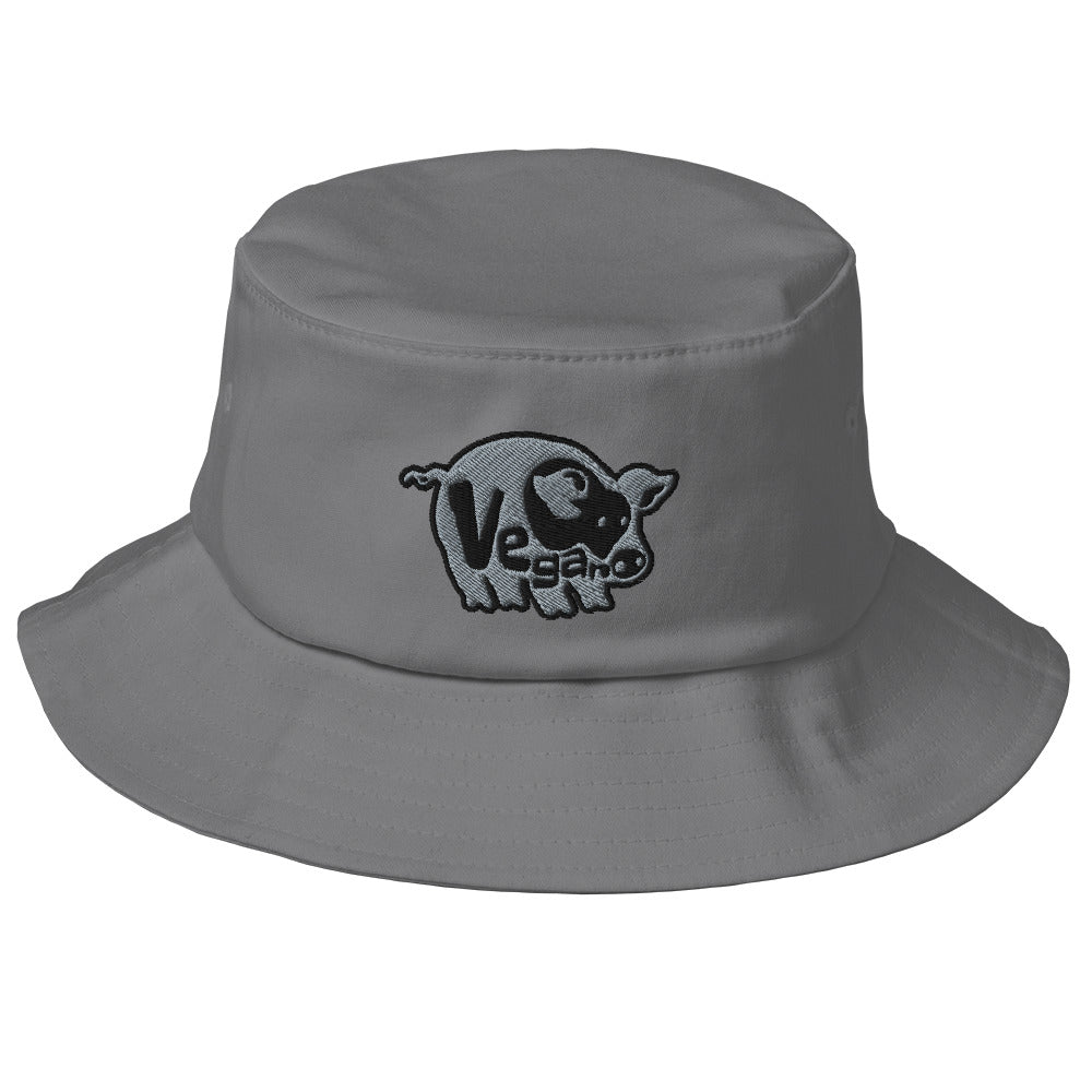 VEGAN Old School Embroidered Bucket Hat