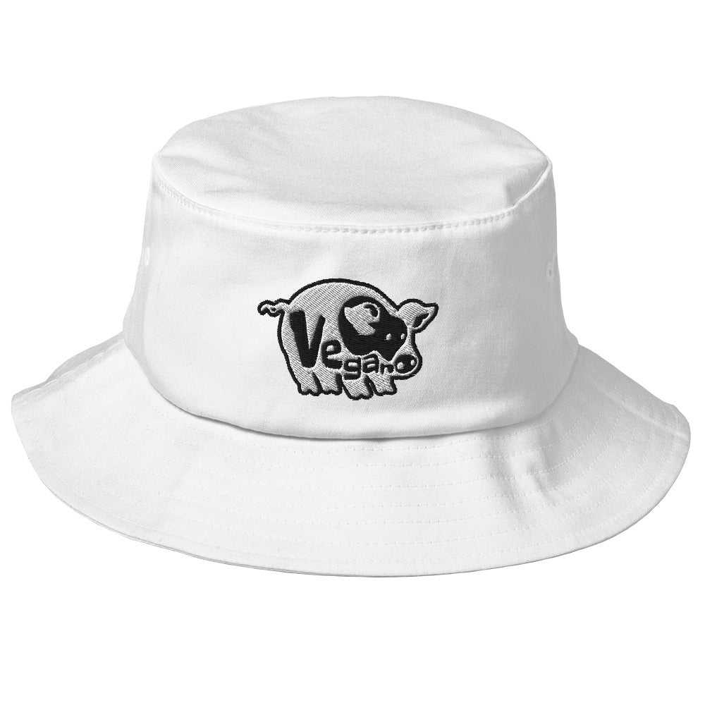VEGAN Old School Embroidered Bucket Hat