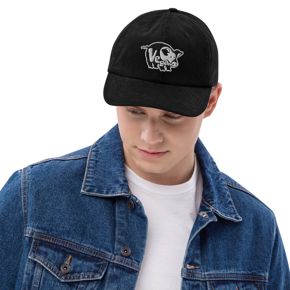 VEGAN Embroidered Corduroy hat