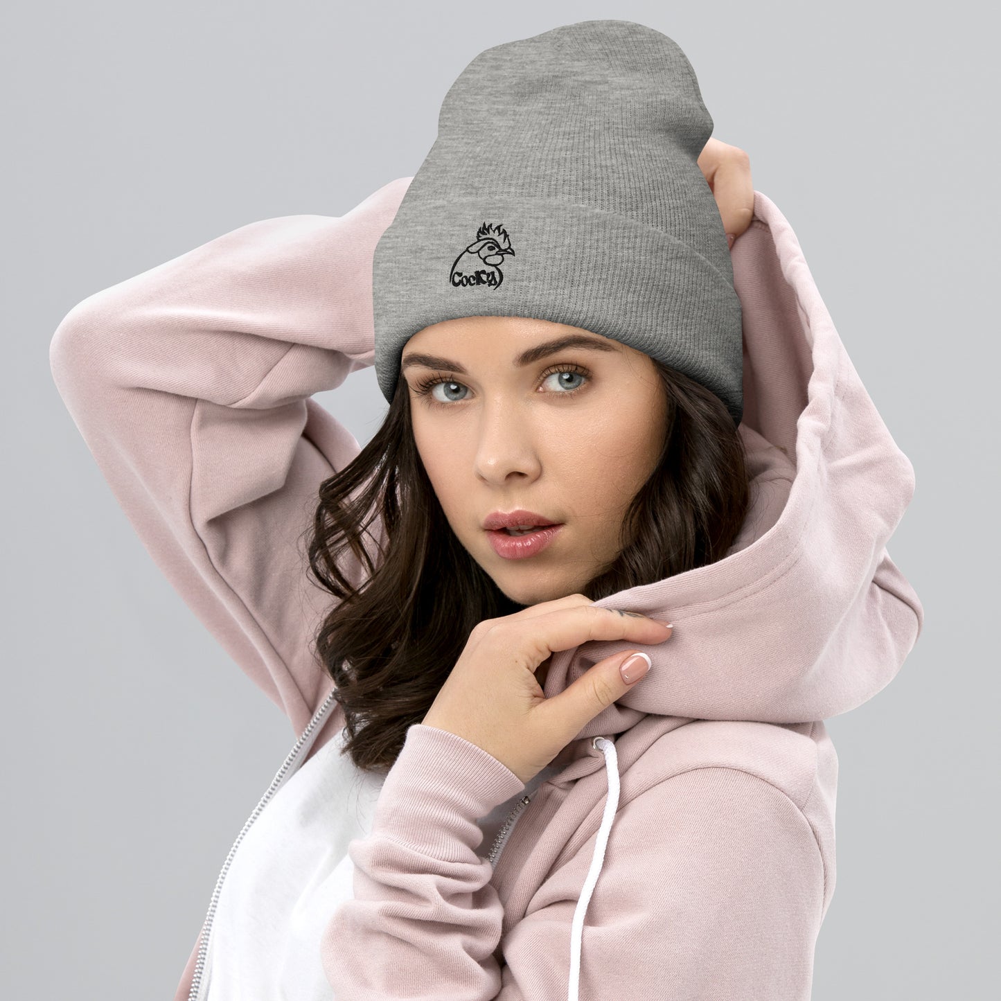 VEGAN " Cocky" Embroidered Cuffed Beanie