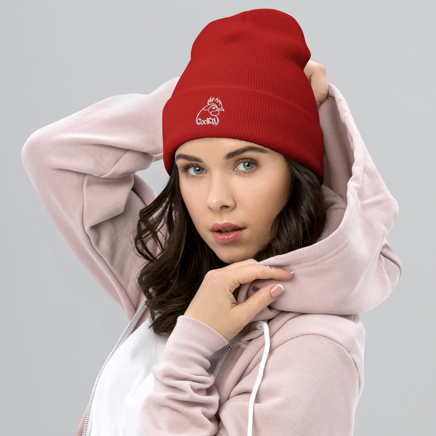 VEGAN " Cocky" Embroidered Cuffed Beanie