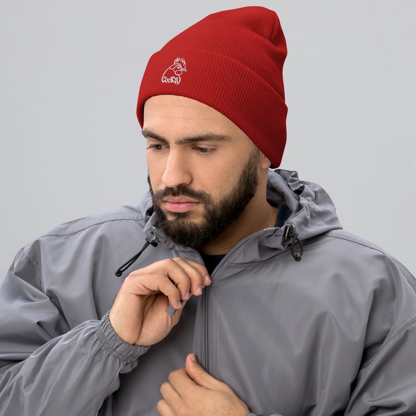 VEGAN " Cocky" Embroidered Cuffed Beanie