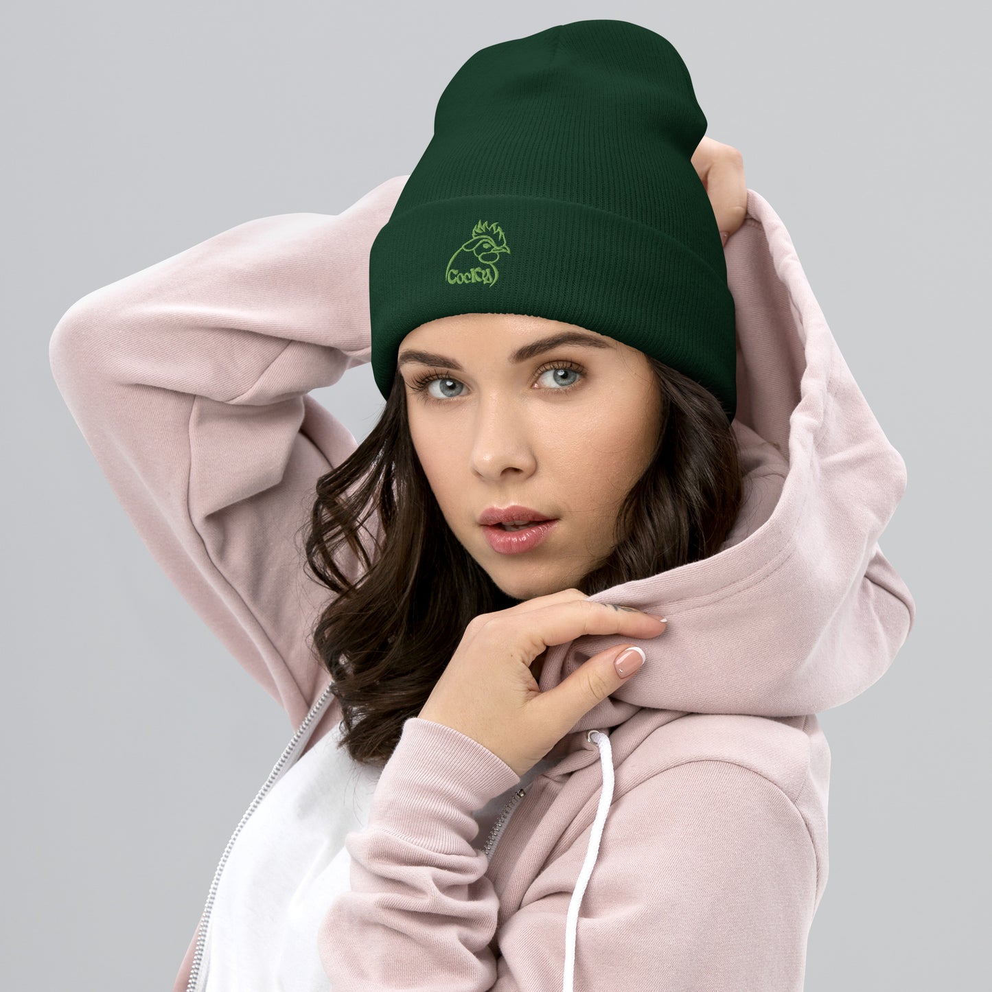 VEGAN " Cocky" Embroidered Cuffed Beanie