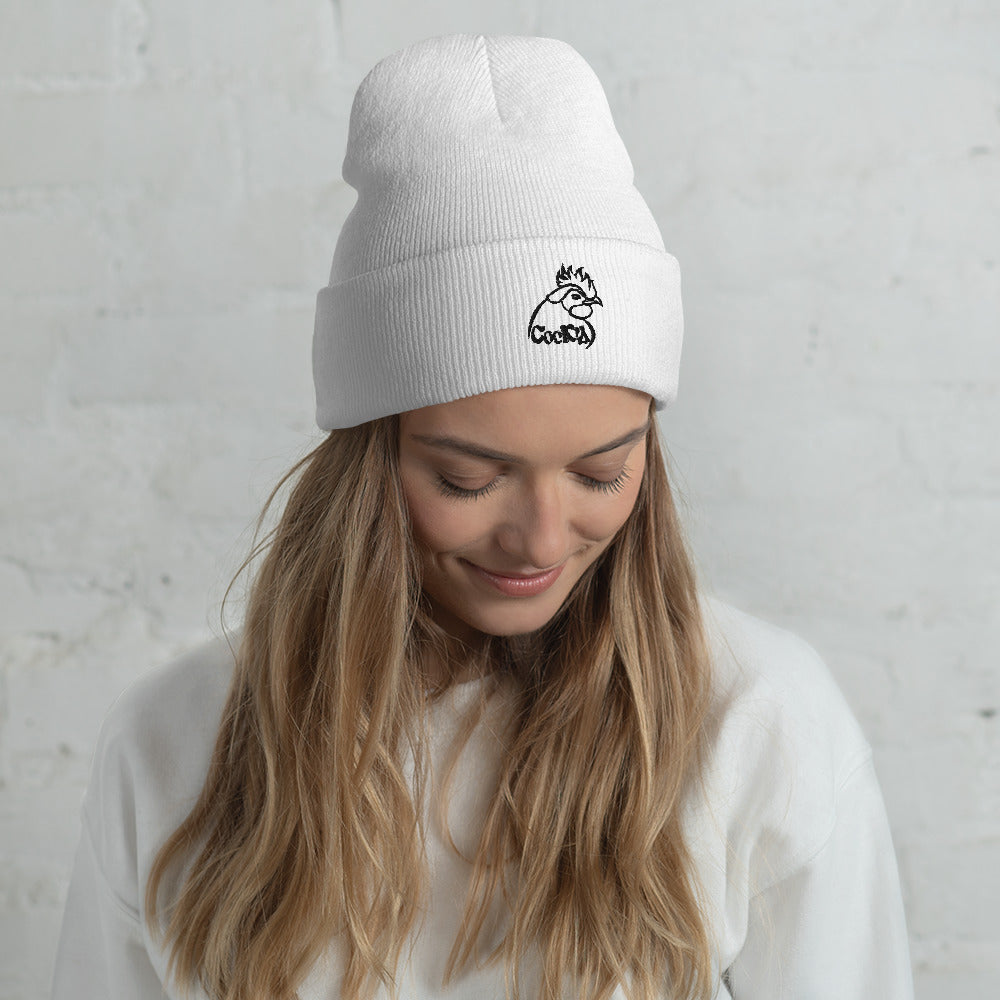 VEGAN " Cocky" Embroidered Cuffed Beanie