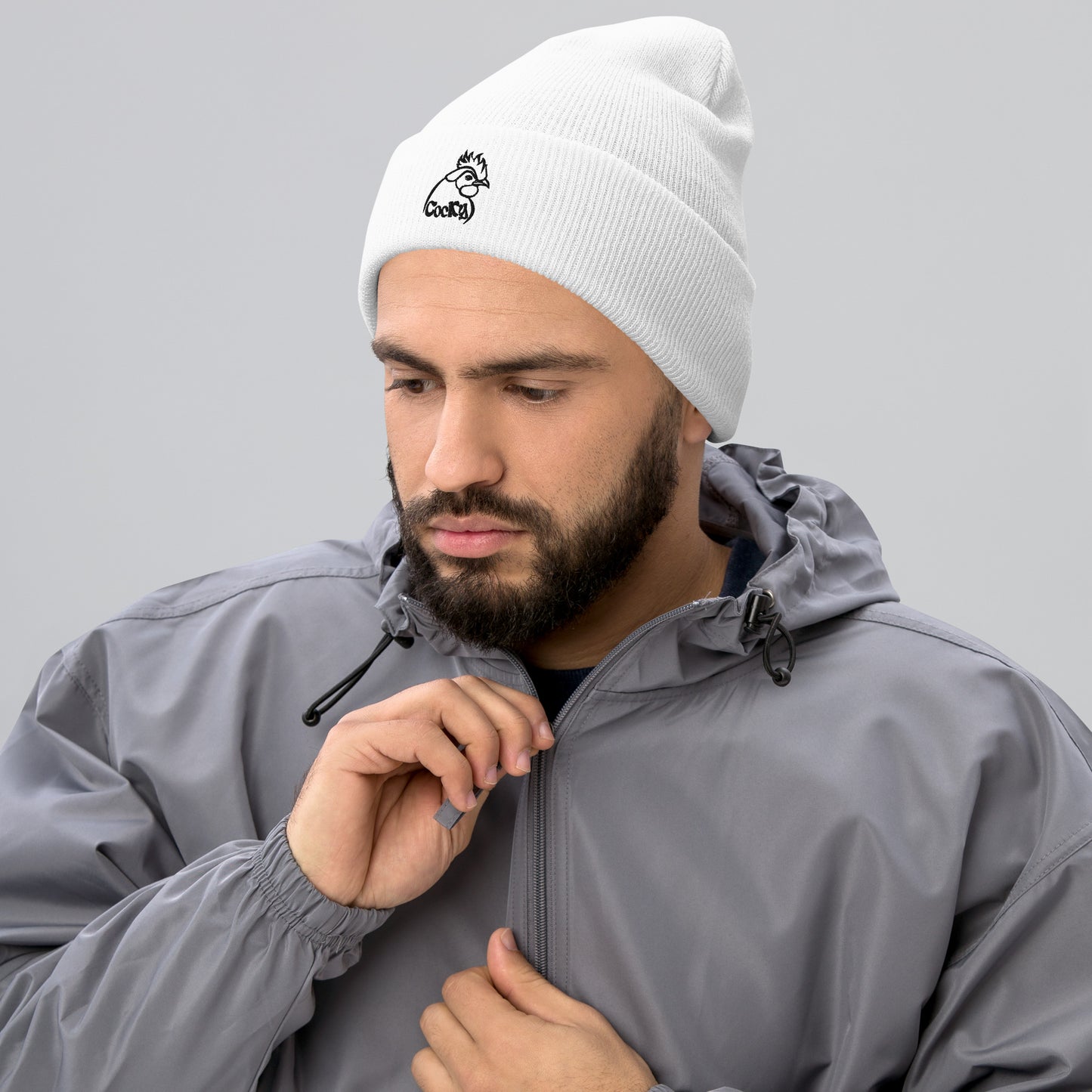 VEGAN " Cocky" Embroidered Cuffed Beanie