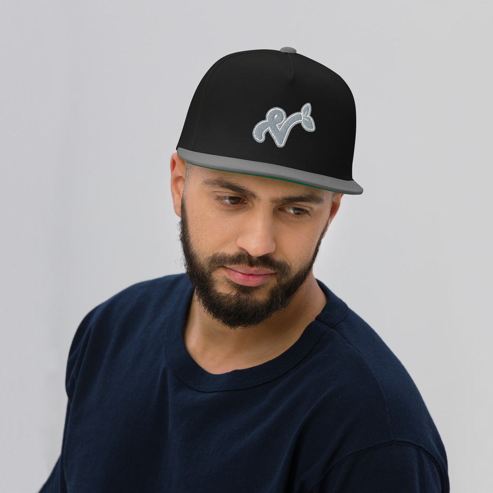 Vegan "V" Embroidered High Profile 100% Cotton 5 Panel Flat Bill Cap