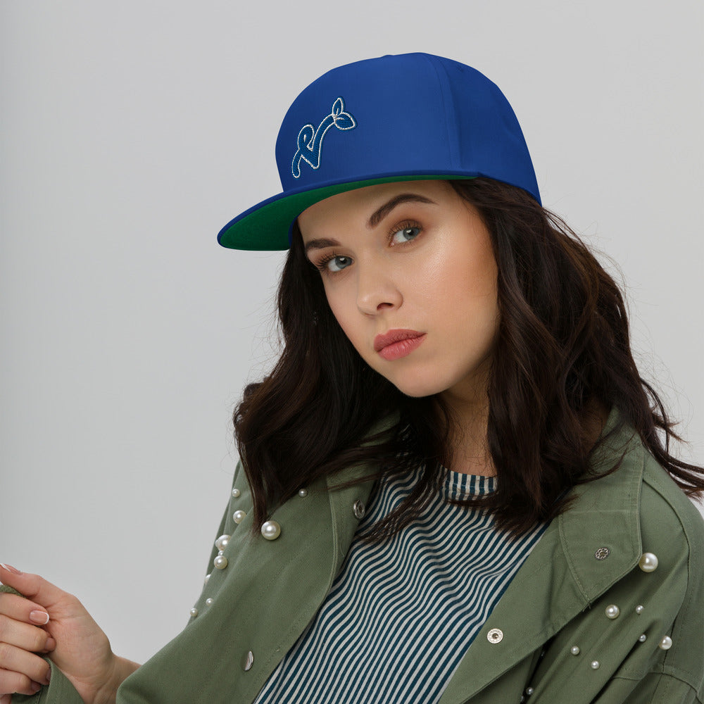 Vegan "V" Embroidered High Profile 100% Cotton 5 Panel Flat Bill Cap