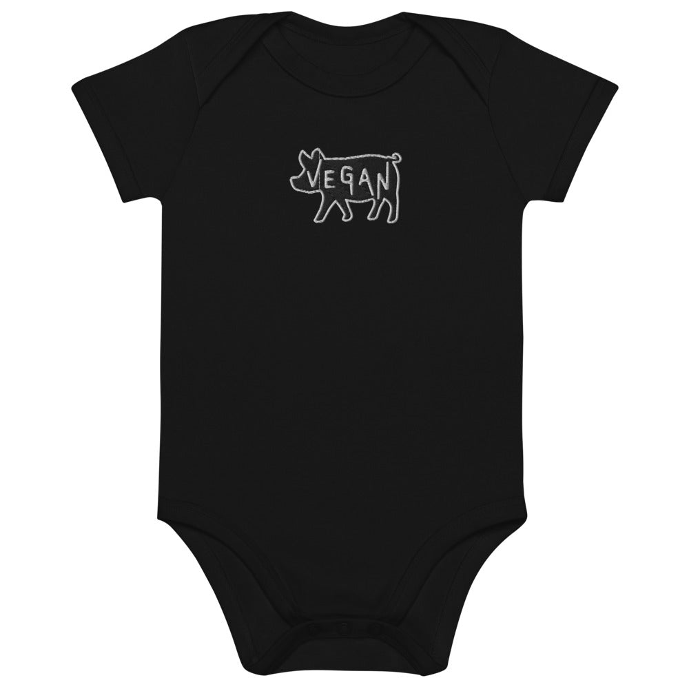 VEGAN Organic cotton Embroidered baby bodysuit