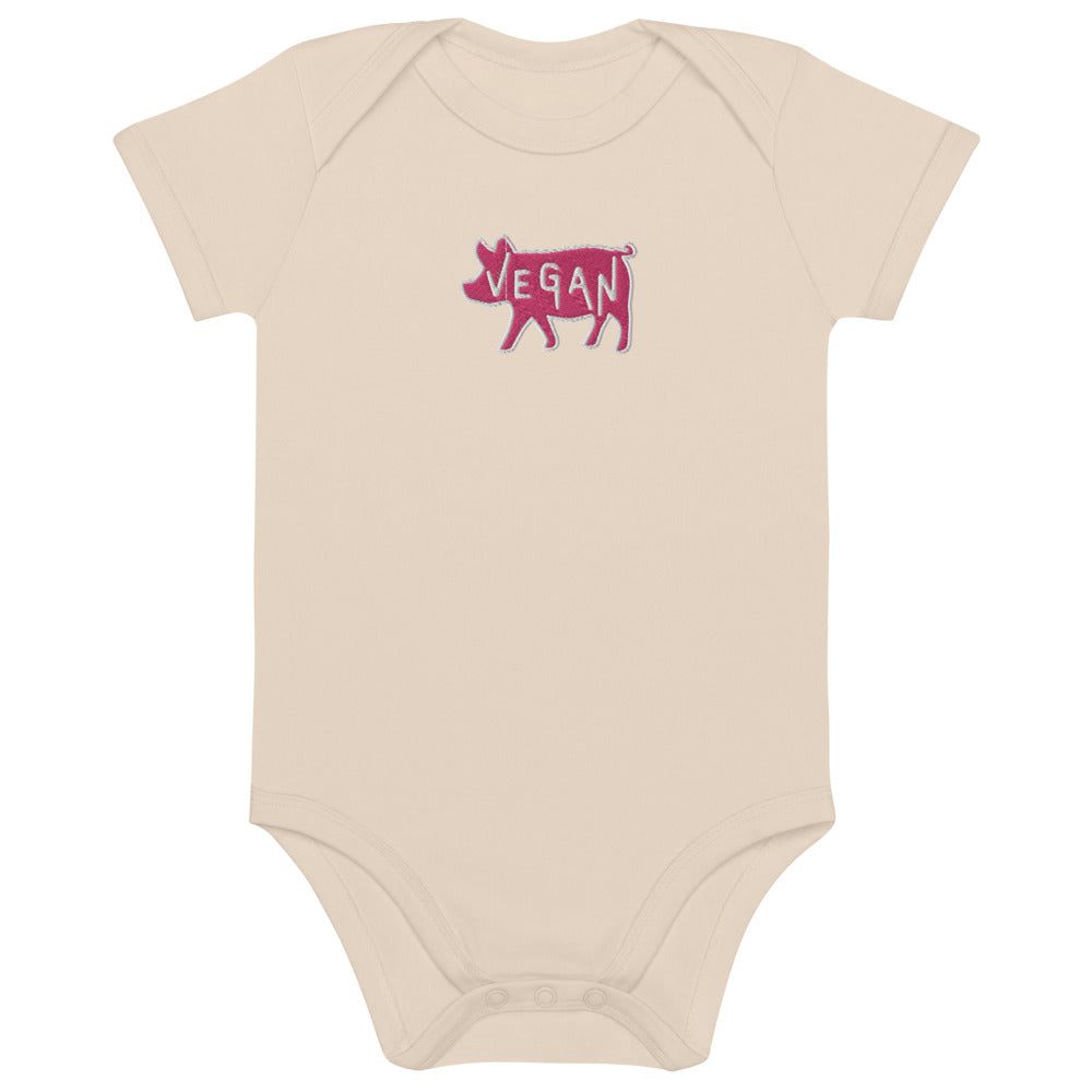 VEGAN Organic cotton Embroidered baby bodysuit