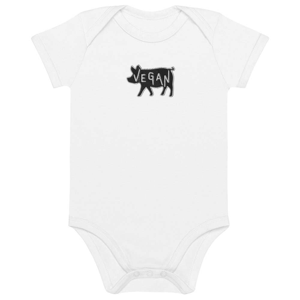 VEGAN Organic cotton Embroidered baby bodysuit