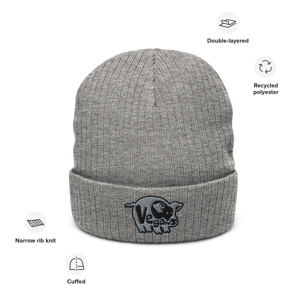 VEGAN Recycled cuffed beanie