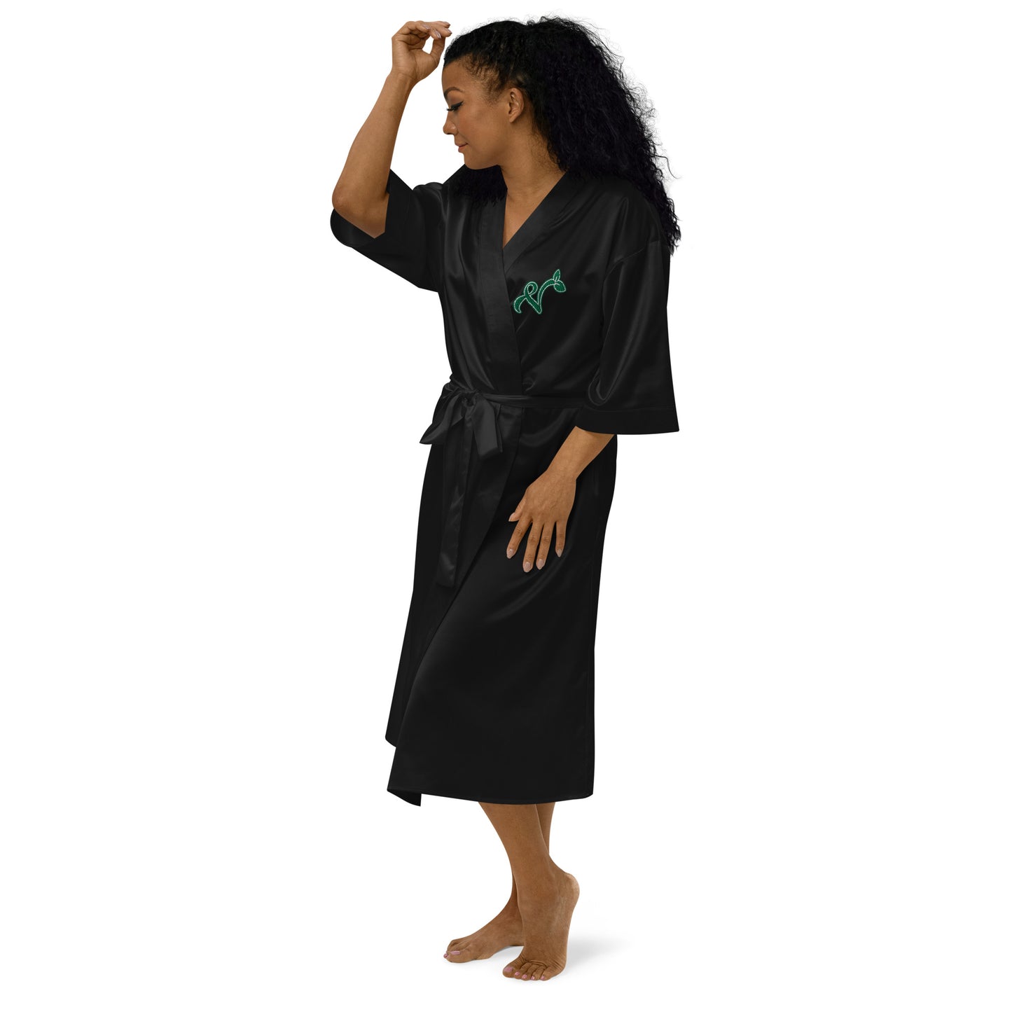 Vegan V Satin Embroidered robe
