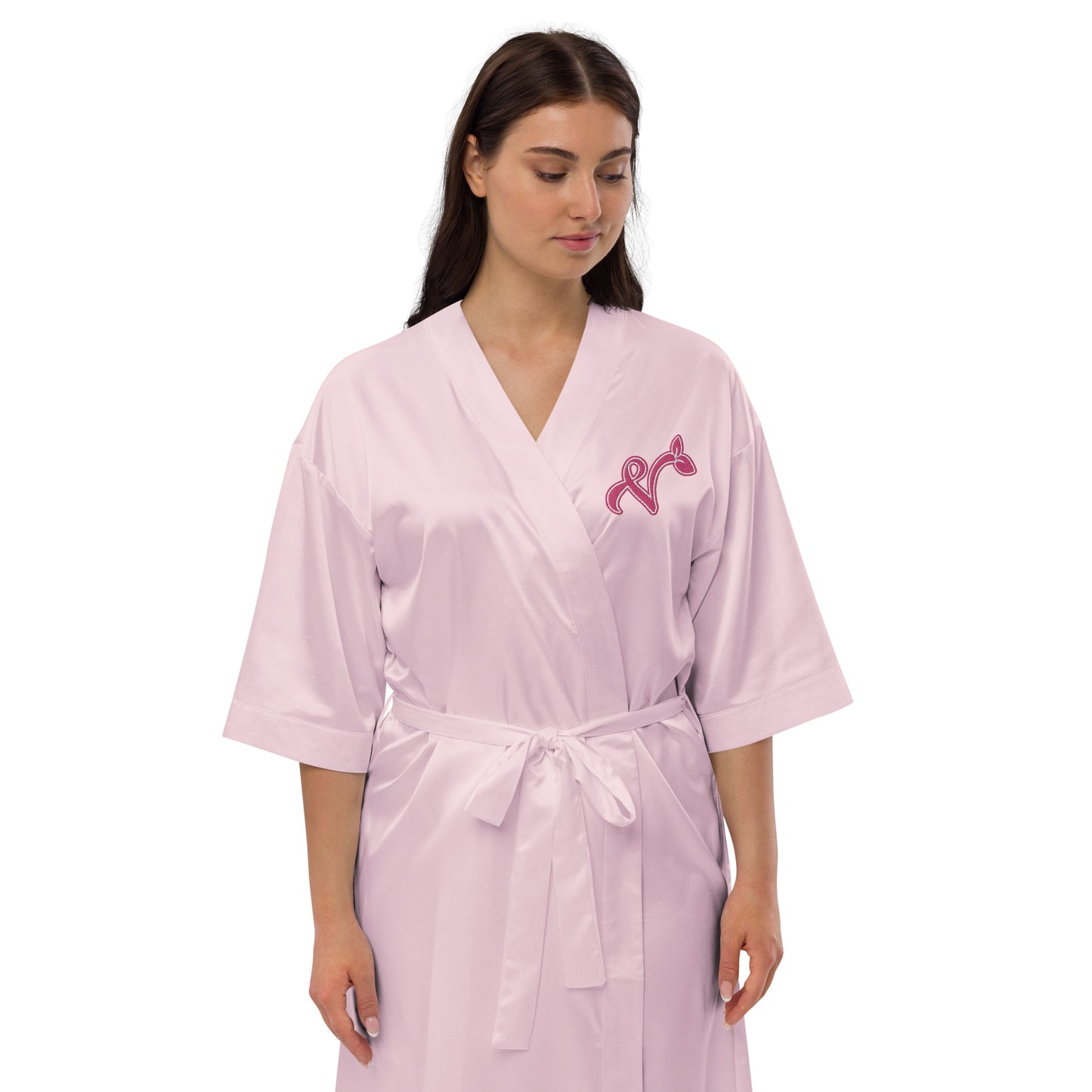 Vegan V Satin Embroidered robe