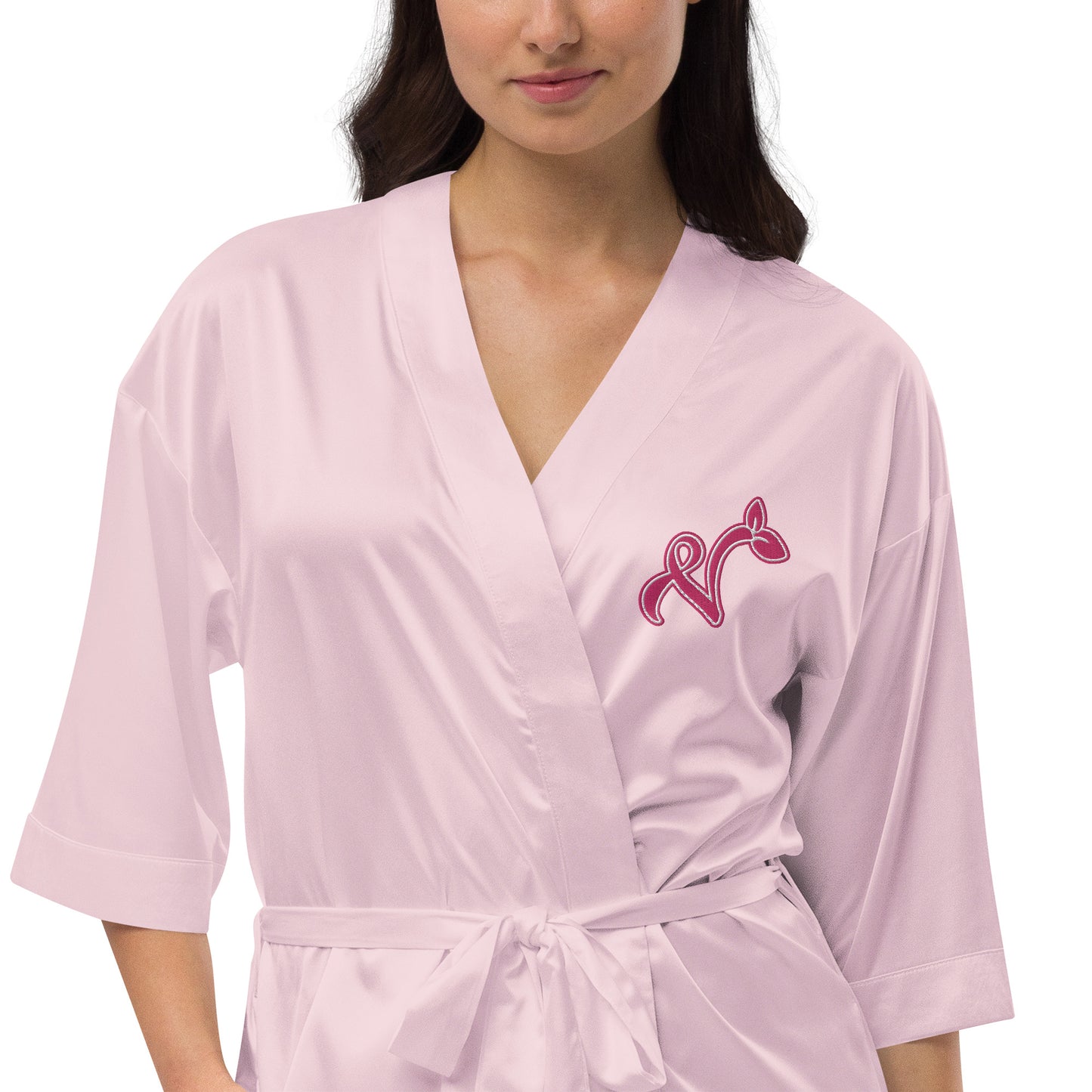 Vegan V Satin Embroidered robe