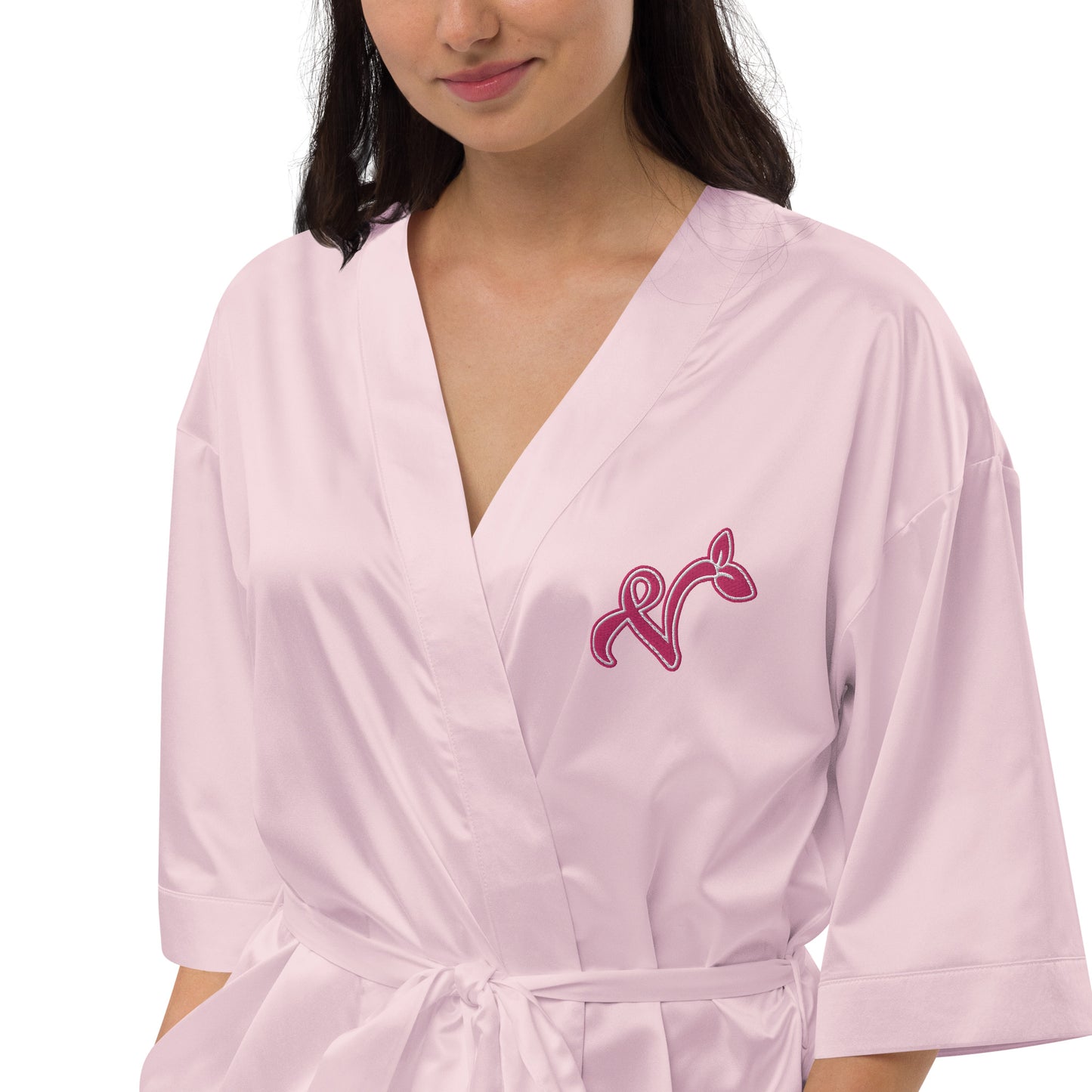 Vegan V Satin Embroidered robe