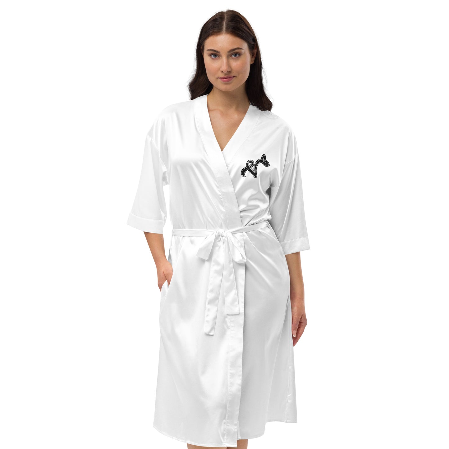 Vegan V Satin Embroidered robe