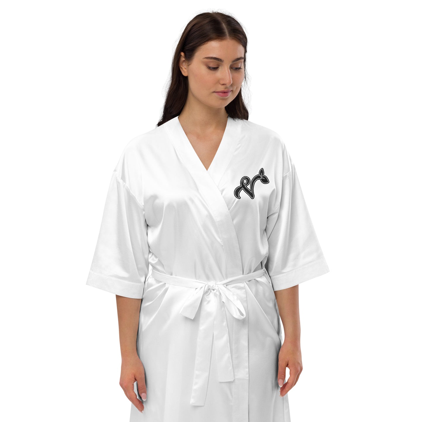Vegan V Satin Embroidered robe