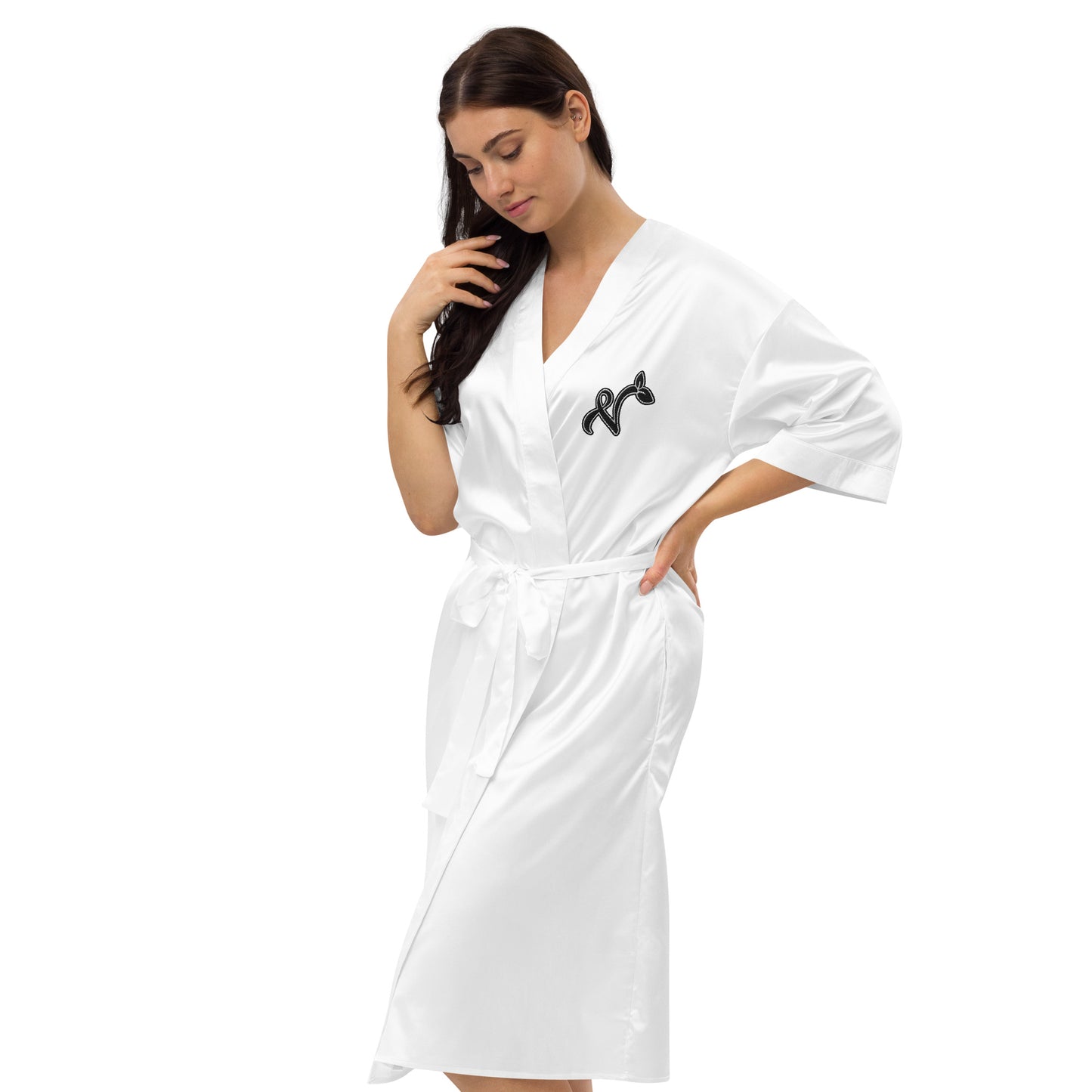 Vegan V Satin Embroidered robe