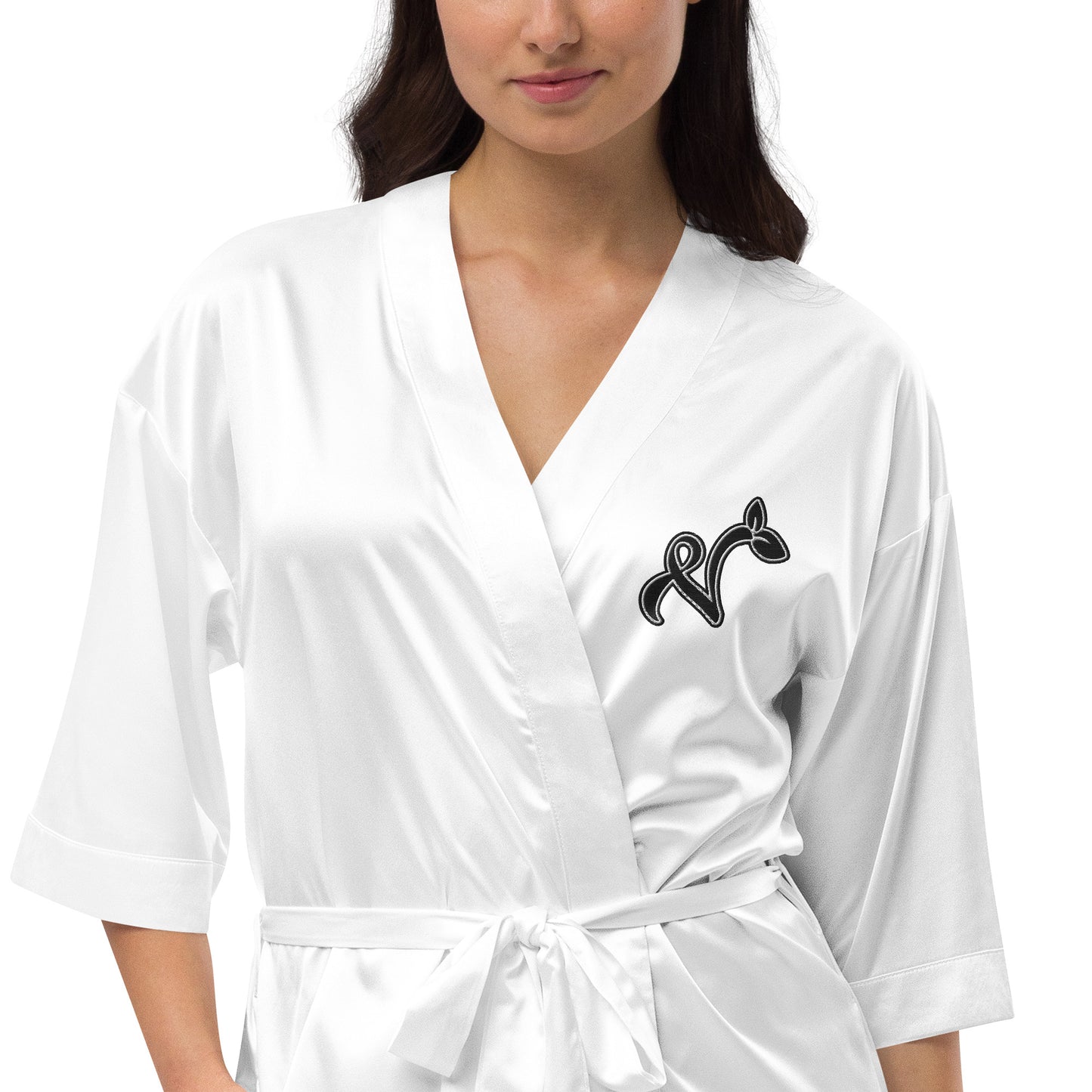 Vegan V Satin Embroidered robe