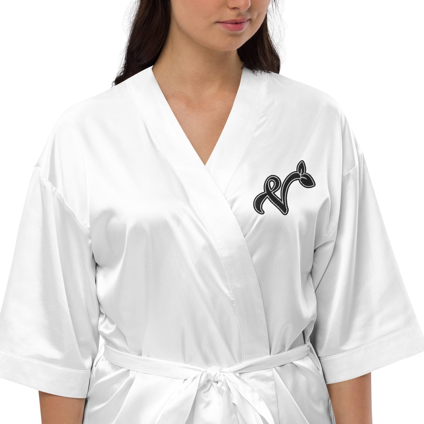 Vegan V Satin Embroidered robe