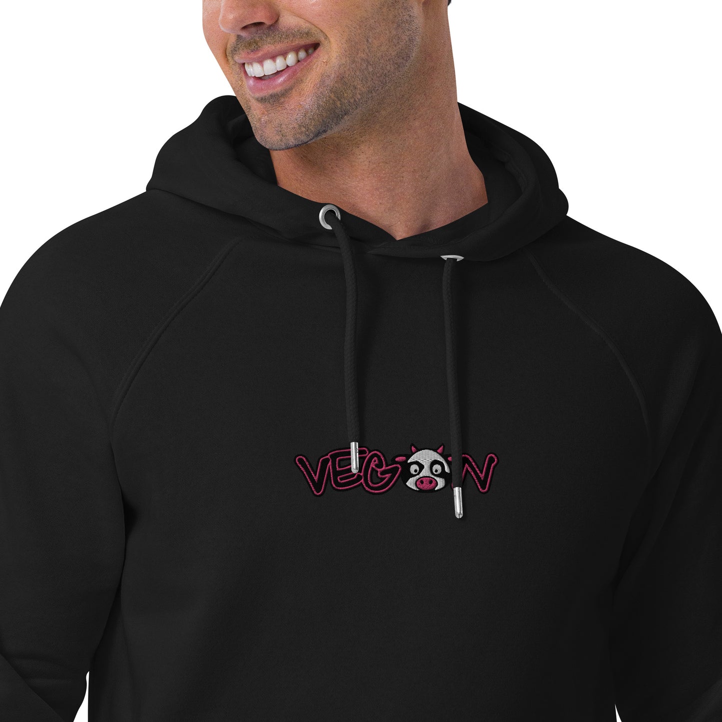 VEGAN Embroidered Unisex Eco Raglan Hoodie