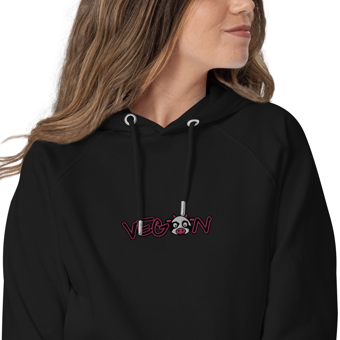 VEGAN Embroidered Unisex Eco Raglan Hoodie