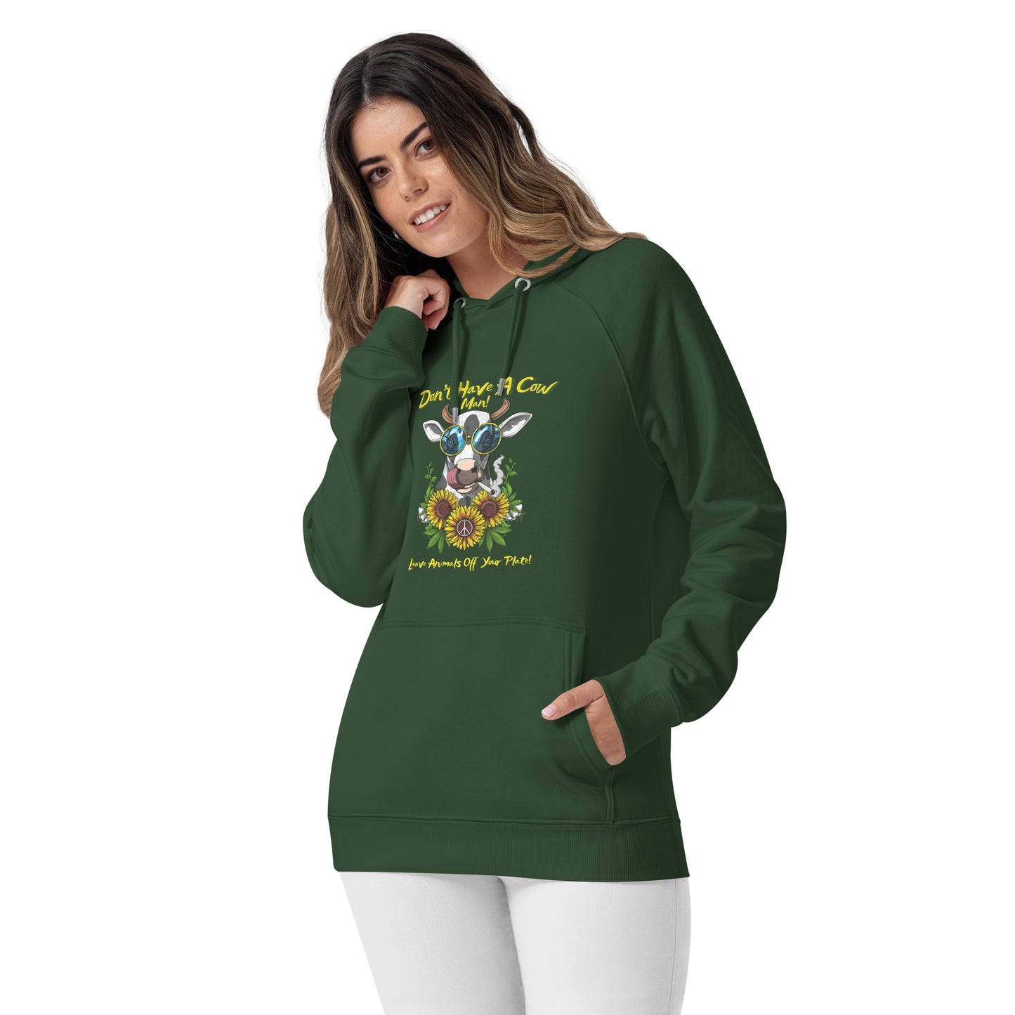 ECO VEGAN " Don't Have A Cow" Unisex raglan hoodie