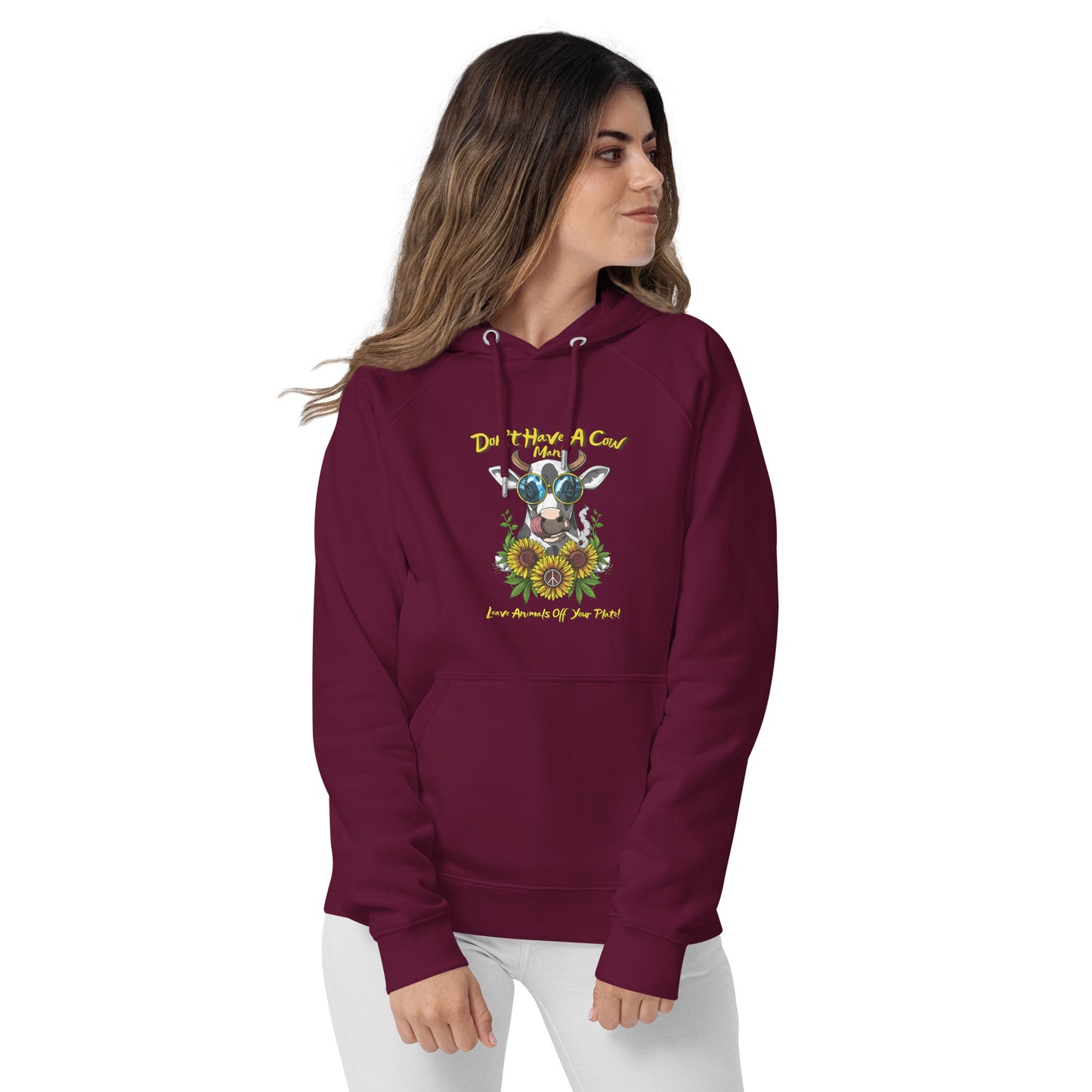 ECO VEGAN " Don't Have A Cow" Unisex raglan hoodie