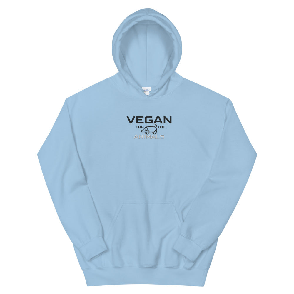 Vegan Unisex Embroidered Hoodie " VEGAN For The Animals "