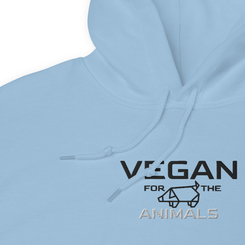 Vegan Unisex Embroidered Hoodie " VEGAN For The Animals "