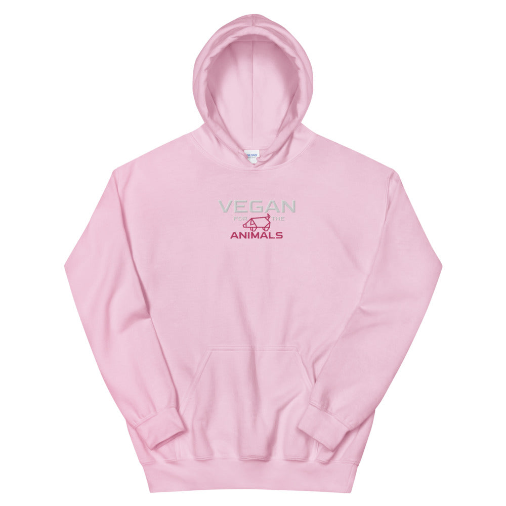 Vegan Unisex Embroidered Hoodie " VEGAN For The Animals "