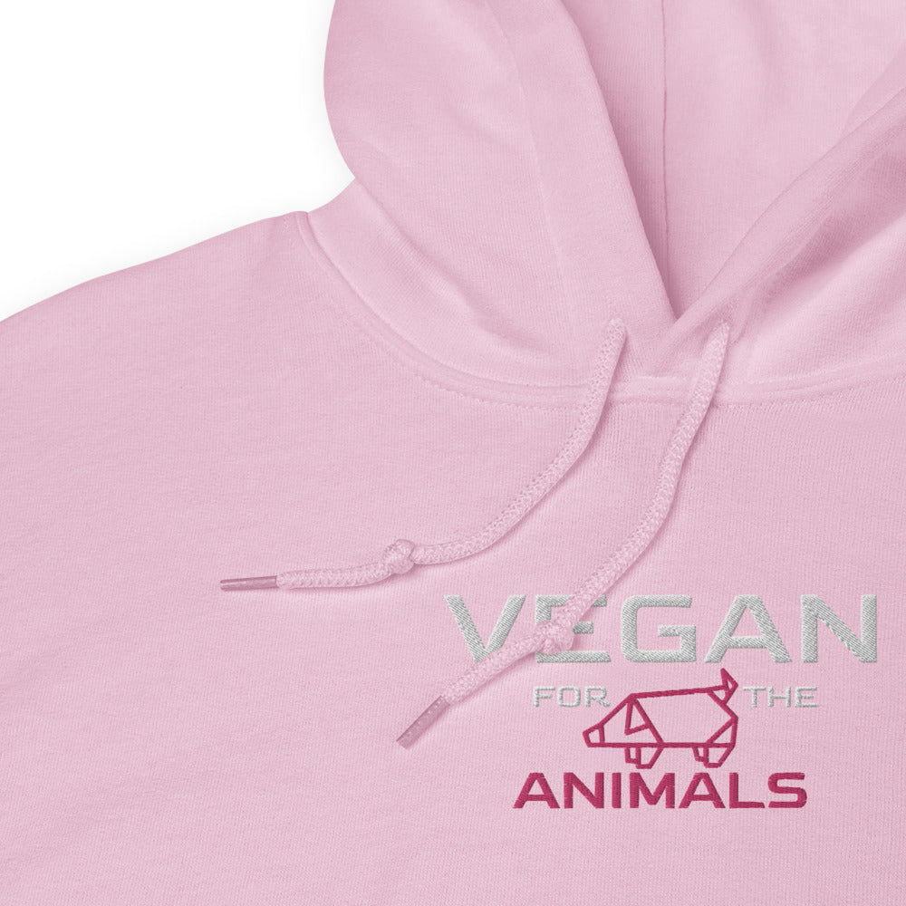 Vegan Unisex Embroidered Hoodie " VEGAN For The Animals "
