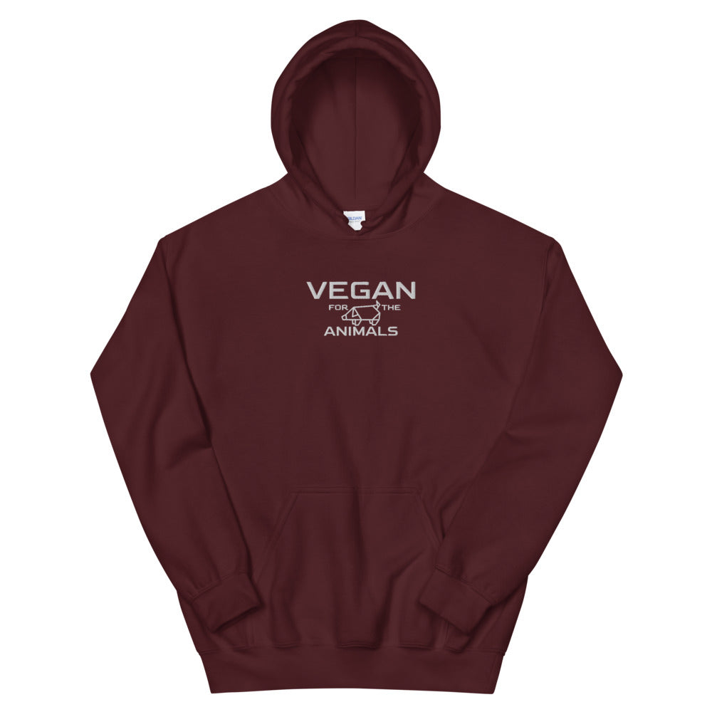 Vegan Unisex Embroidered Hoodie " VEGAN For The Animals "