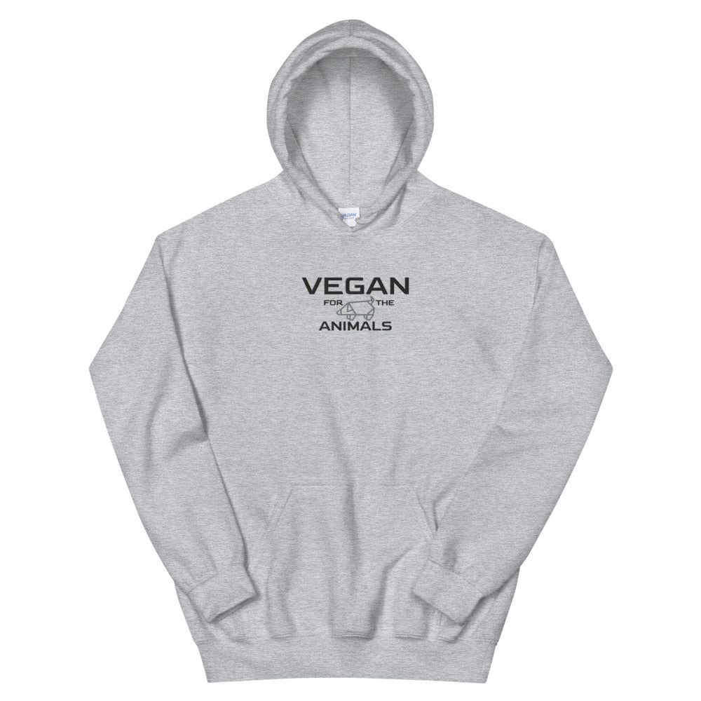 Vegan Unisex Embroidered Hoodie " VEGAN For The Animals "