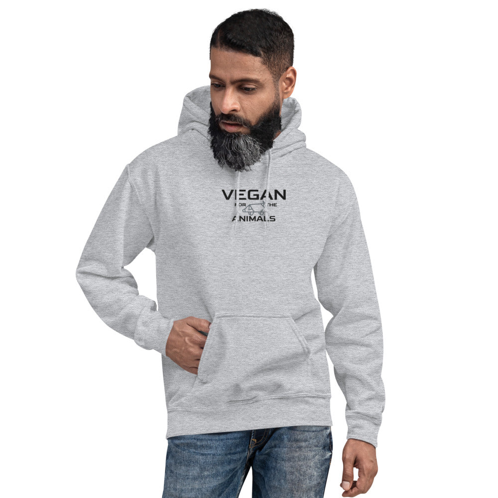 Vegan Unisex Embroidered Hoodie " VEGAN For The Animals "