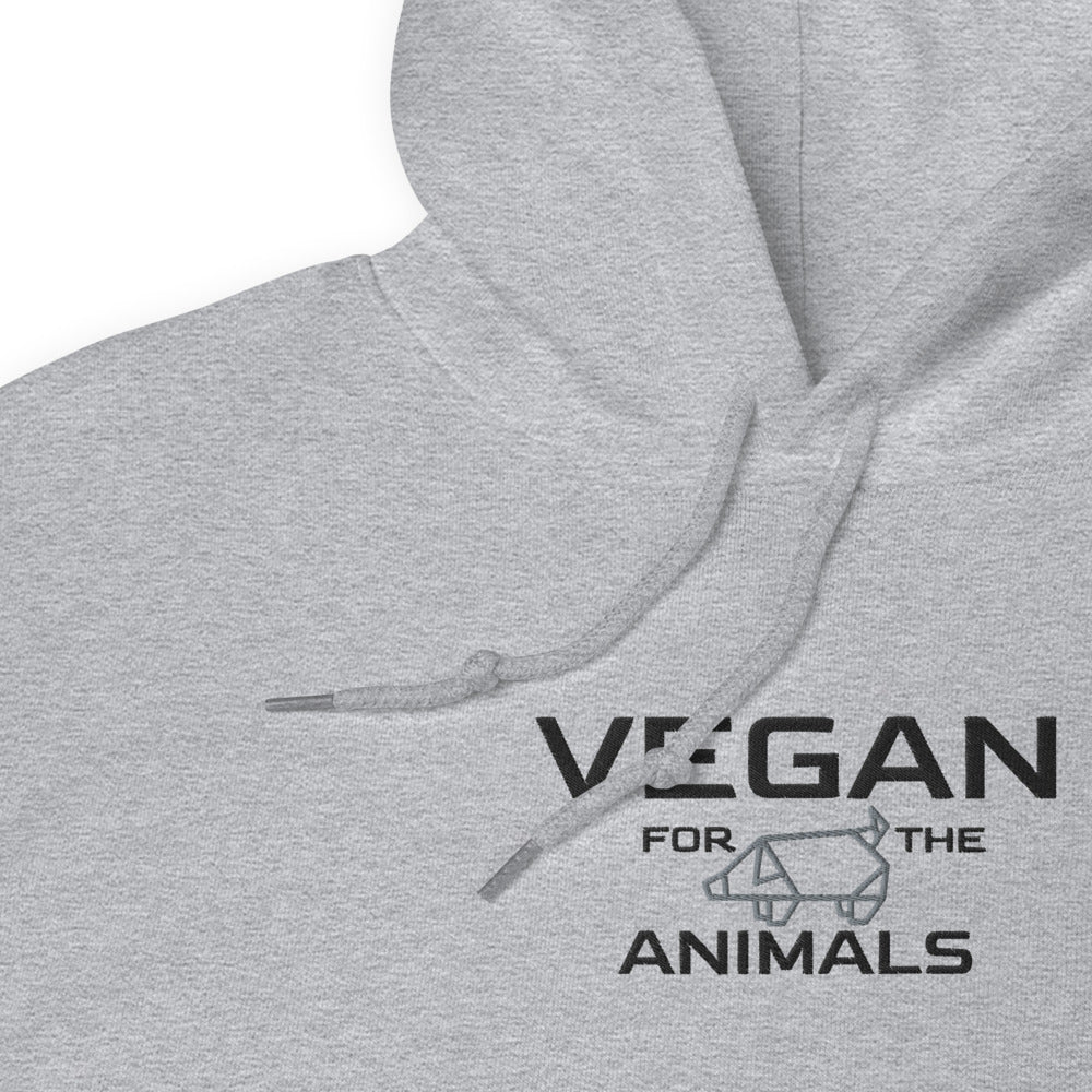 Vegan Unisex Embroidered Hoodie " VEGAN For The Animals "