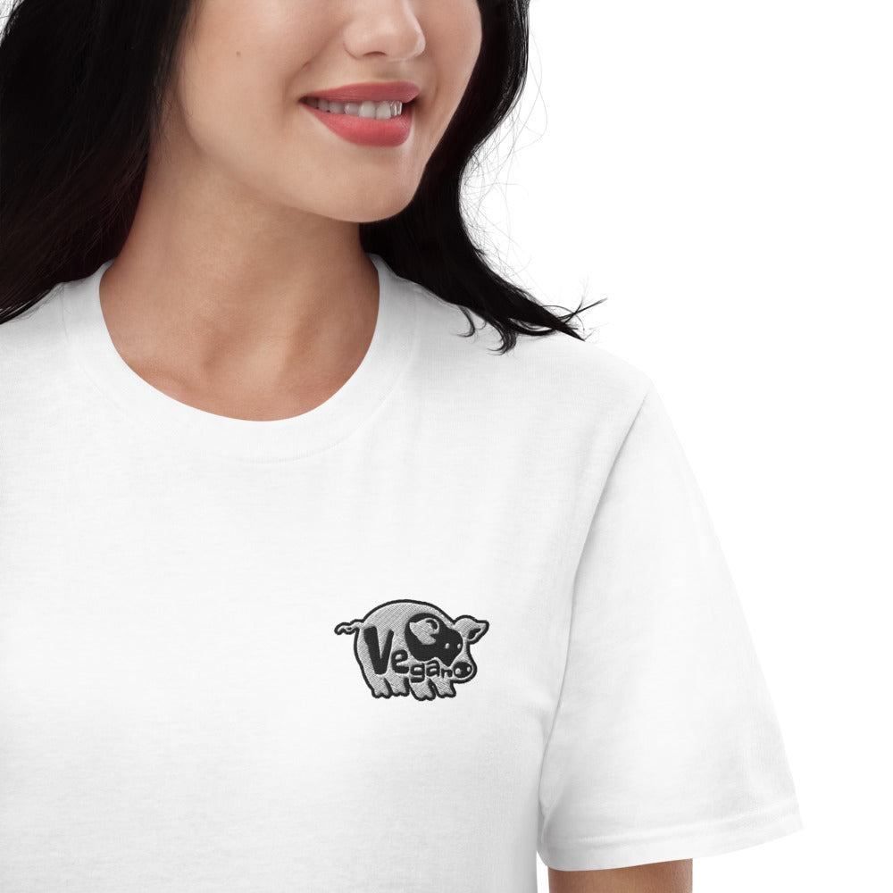 VEGAN Unisex Embroidered Short-Sleeve T-Shirt