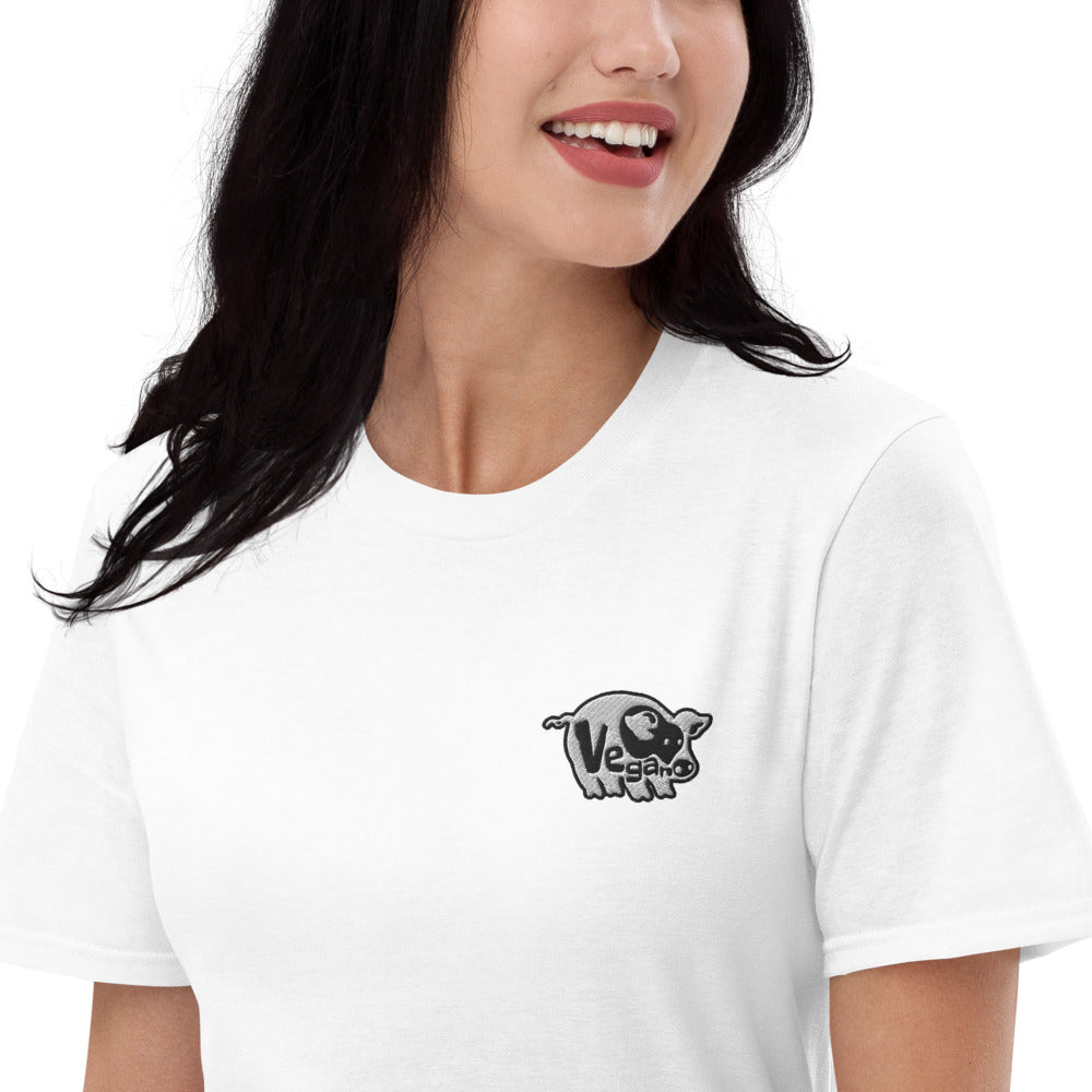 VEGAN Unisex Embroidered Short-Sleeve T-Shirt