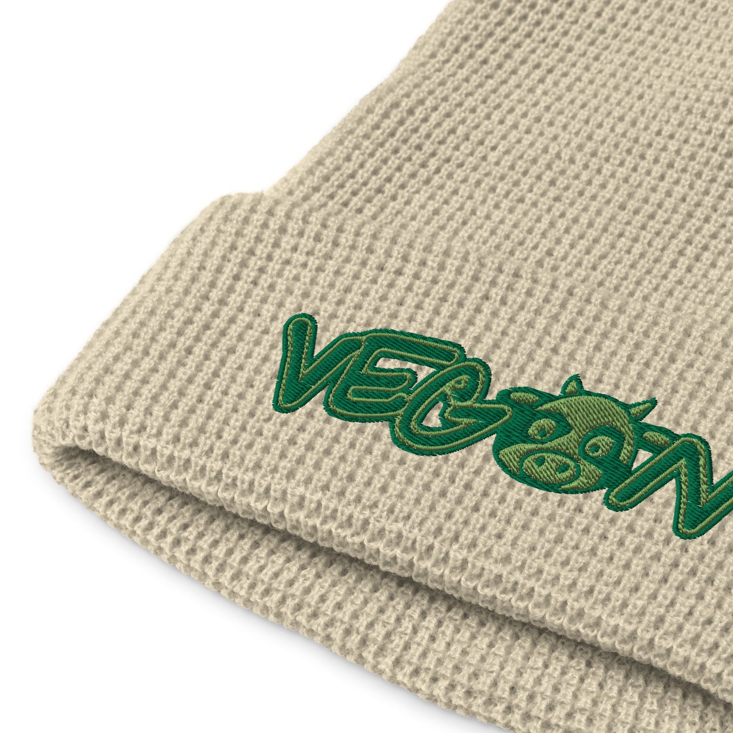 VEGAN Embroidered Waffle beanie