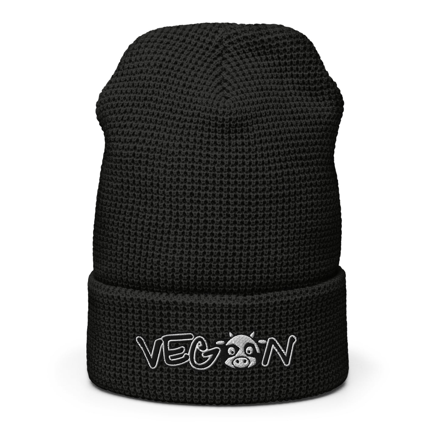 VEGAN Embroidered Waffle beanie