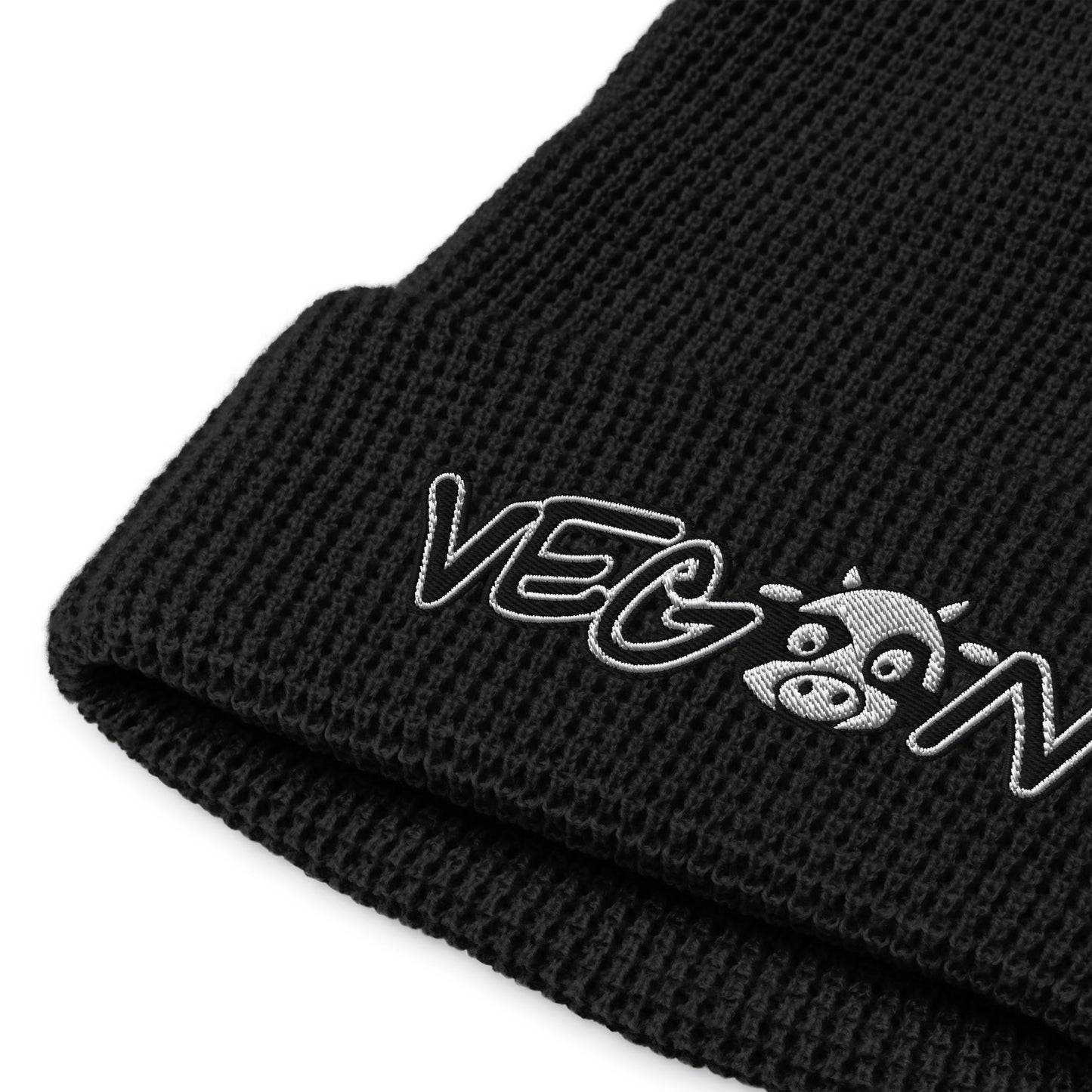 VEGAN Embroidered Waffle beanie