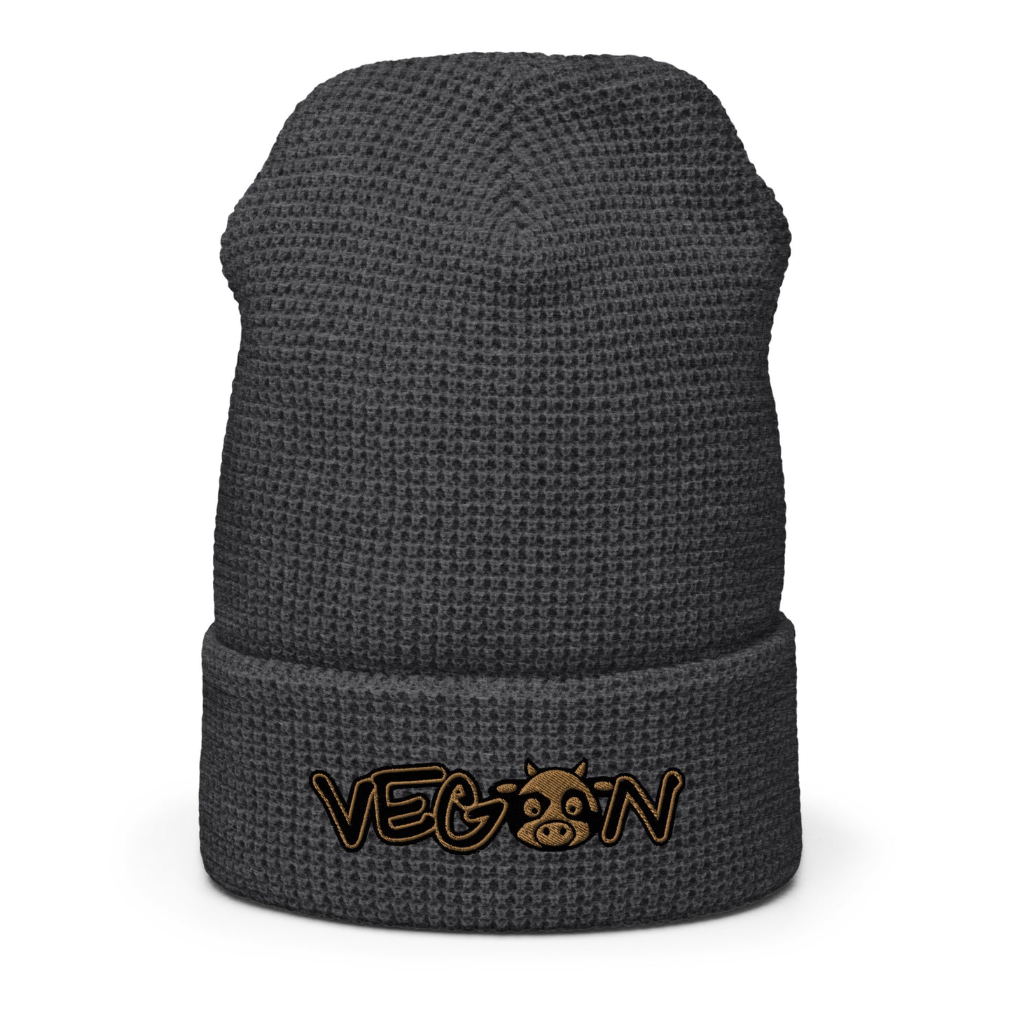 VEGAN Embroidered Waffle beanie