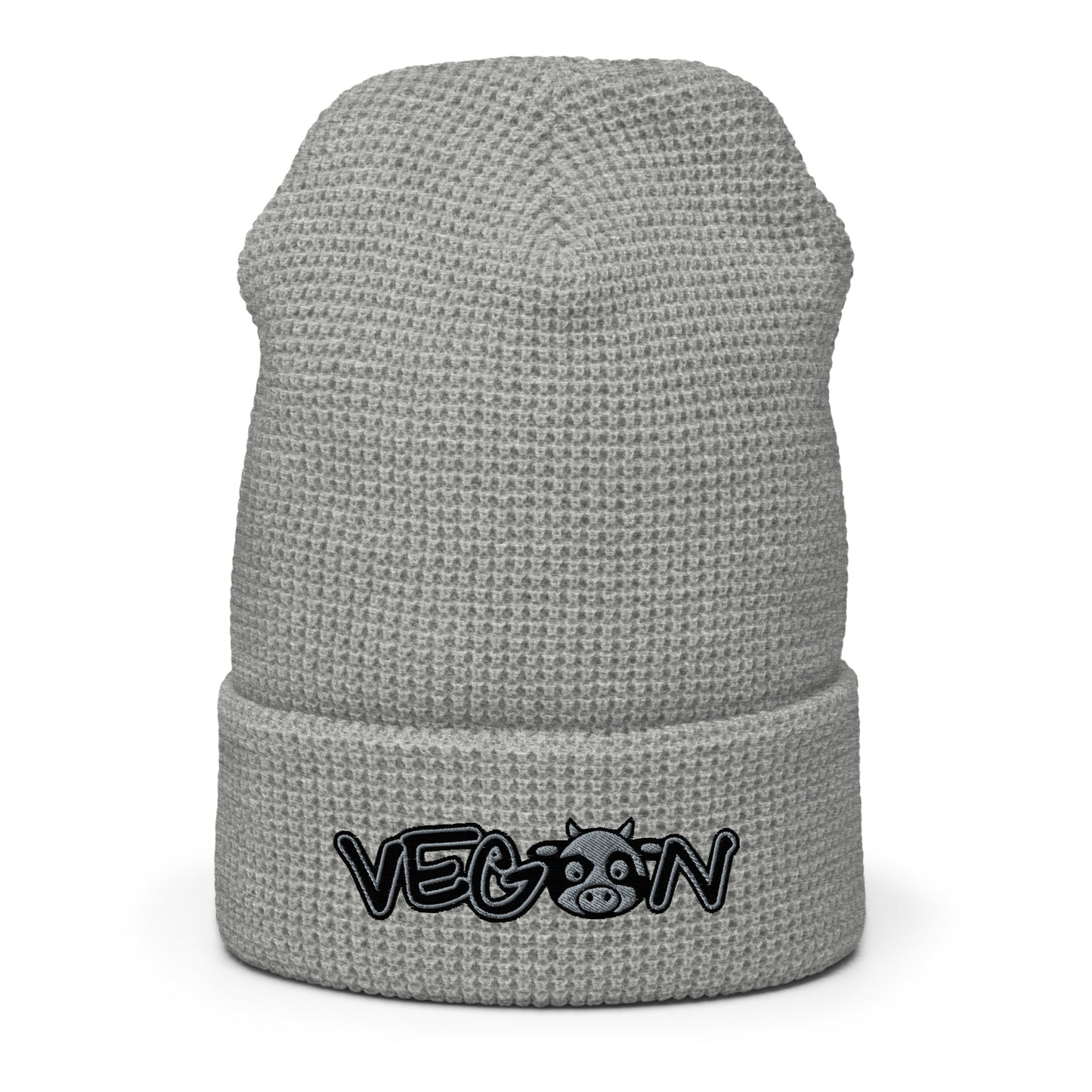 VEGAN Embroidered Waffle beanie