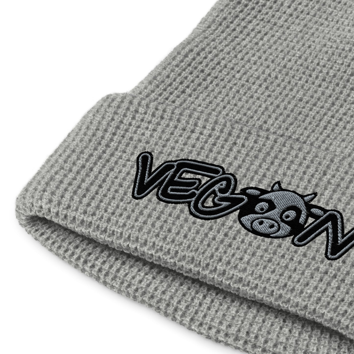 VEGAN Embroidered Waffle beanie