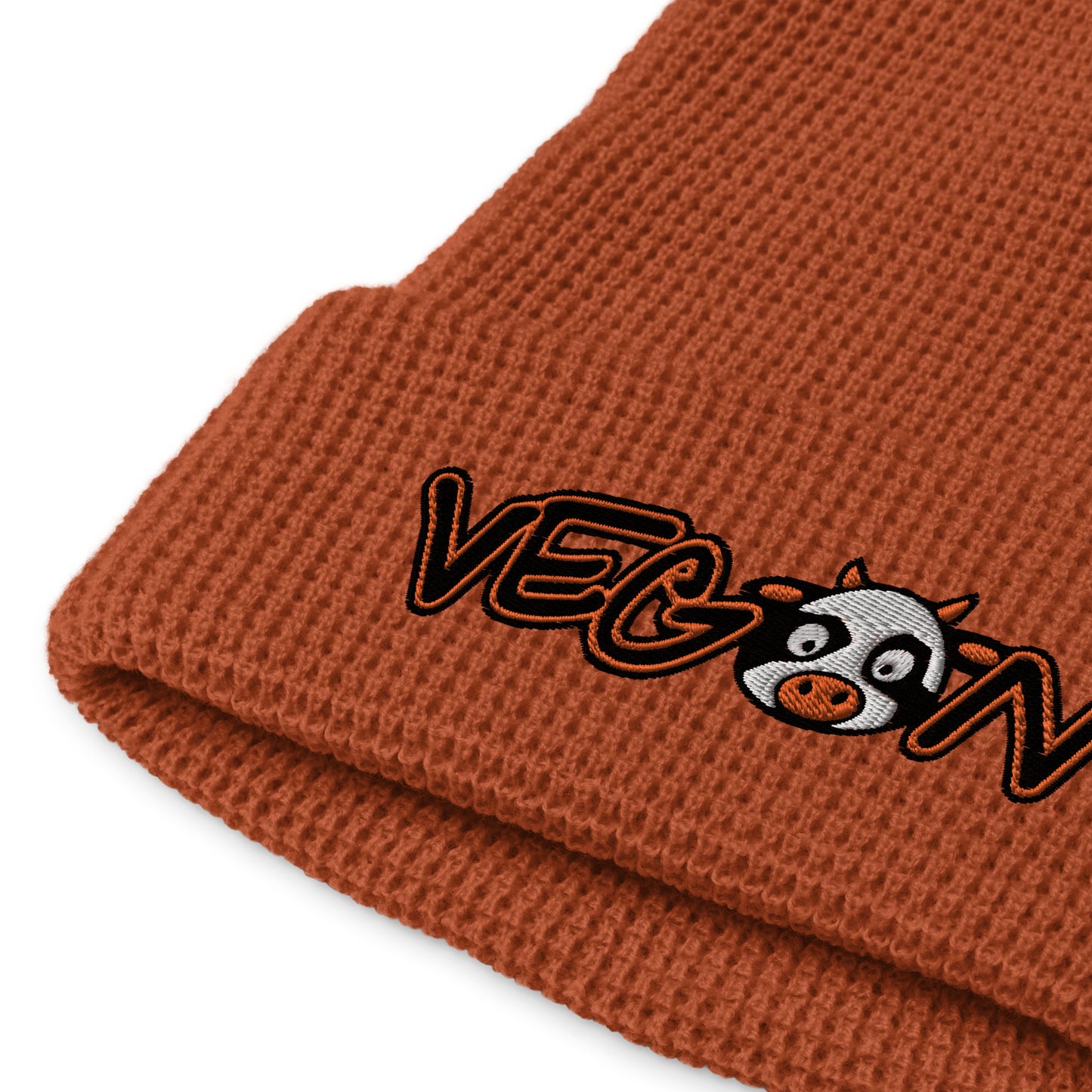 VEGAN Embroidered Waffle beanie