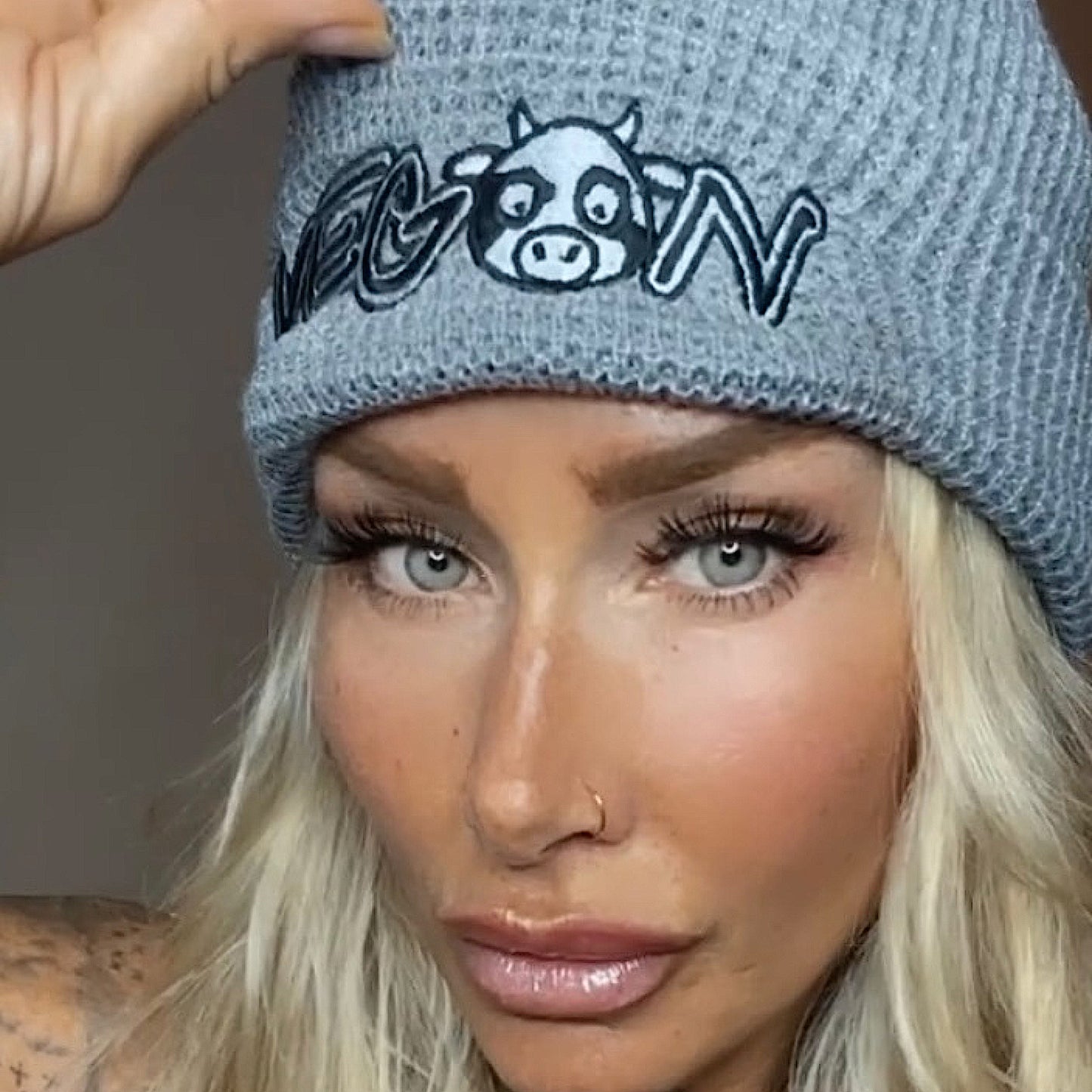 VEGAN Embroidered Waffle beanie